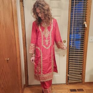 Elegant Red Embroidered Salwar